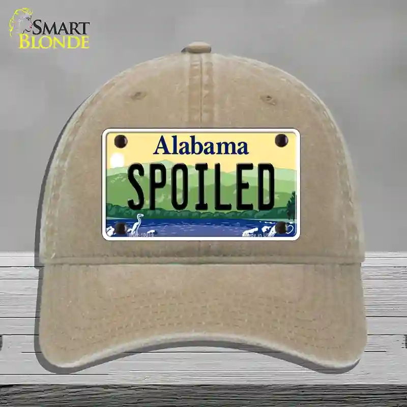 HAT09-MLP-10019 Spoiled Alabama Novelty License Plate Hat, Unconstructed Cotton - Khaki