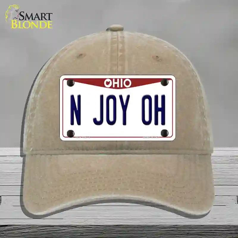 HAT09-MLP-10073 N Joy OH Ohio Novelty License Plate Hat, Unconstructed Cotton - Khaki