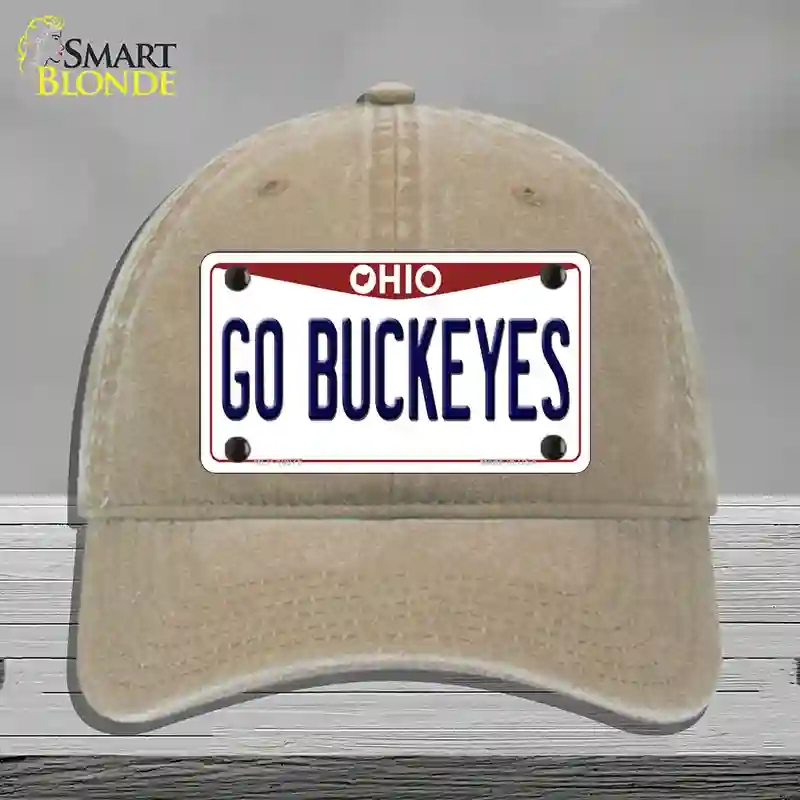 HAT09-MLP-10075 Go Buckeyes Ohio Novelty License Plate Hat, Unconstructed Cotton - Khaki