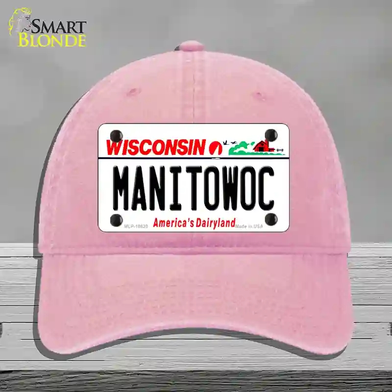 HAT12-MLP-10620 Manitowoc Wisconsin Novelty License Plate Hat, Unconstructed Cotton - Pink