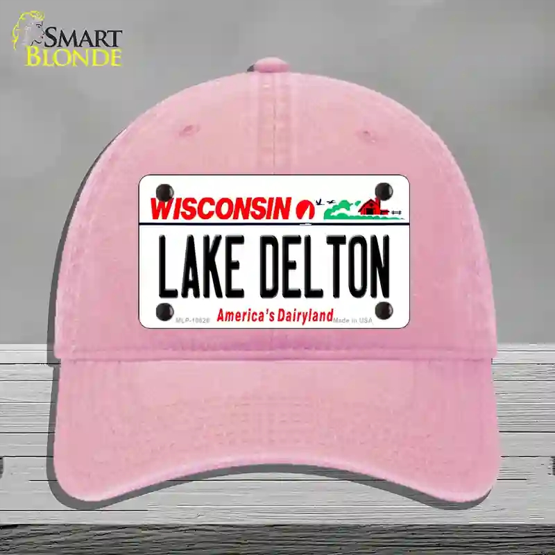 HAT12-MLP-10626 Lake Dalton Wisconsin Novelty License Plate Hat, Unconstructed Cotton - Pink