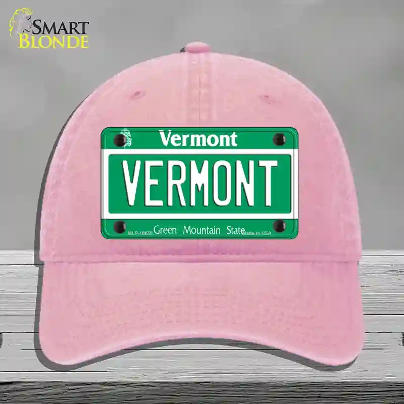 HAT12-MLP-10658 Vermont Green Mountain State Novelty License Plate Hat, Unconstructed Cotton - Pink