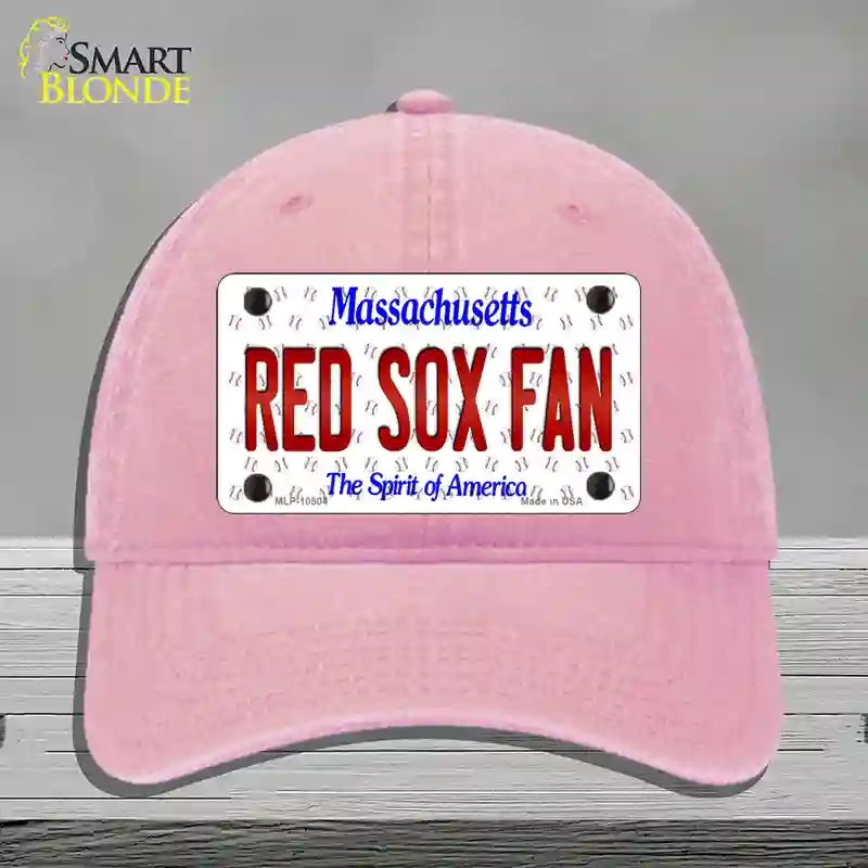 HAT12-MLP-10804 Red Sox Fan Massachusetts Novelty License Plate Hat, Unconstructed Cotton - Pink