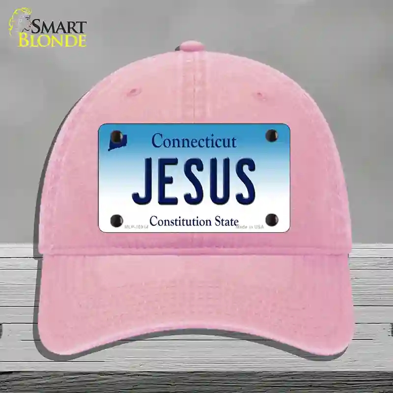 HAT12-MLP-10914 Jesus Connecticut Novelty License Plate Hat, Unconstructed Cotton - Pink