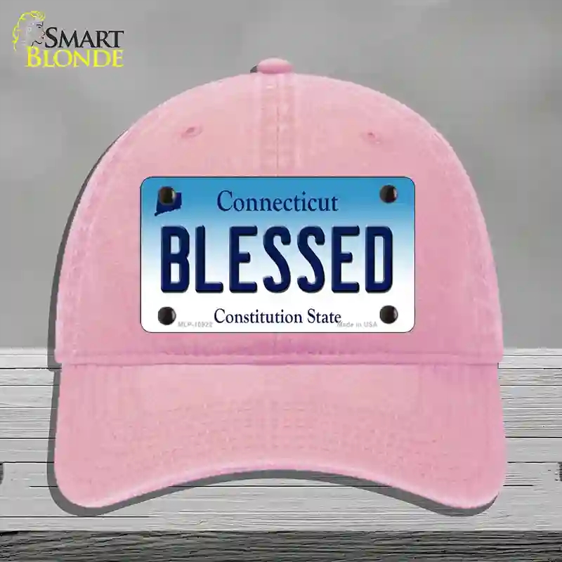 HAT12-MLP-10922 Blessed Connecticut Novelty License Plate Hat, Unconstructed Cotton - Pink