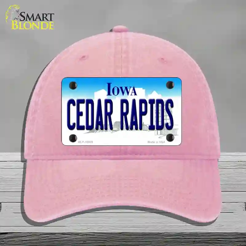 HAT12-MLP-10939 Cedar Rapids Iowa Novelty License Plate Hat, Unconstructed Cotton - Pink