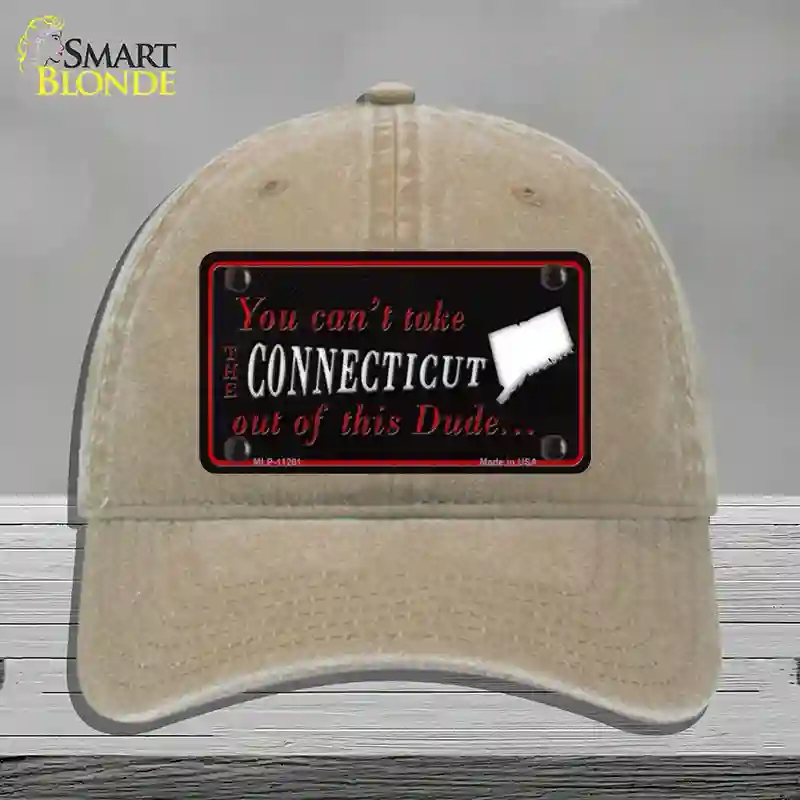 HAT09-MLP-11261 Connecticut Dude Novelty License Plate Hat, Unconstructed Cotton - Khaki