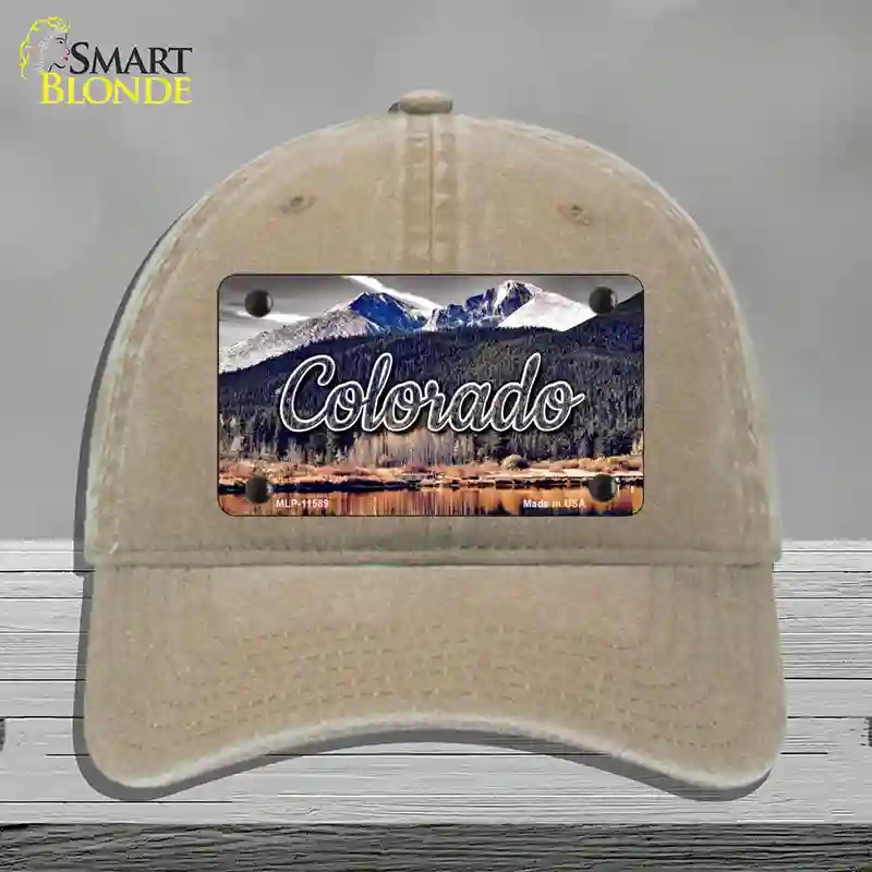 HAT09-MLP-11589 Colorado Forest & Mountains State Novelty License Plate Hat, Unconstructed Cotton - Khaki