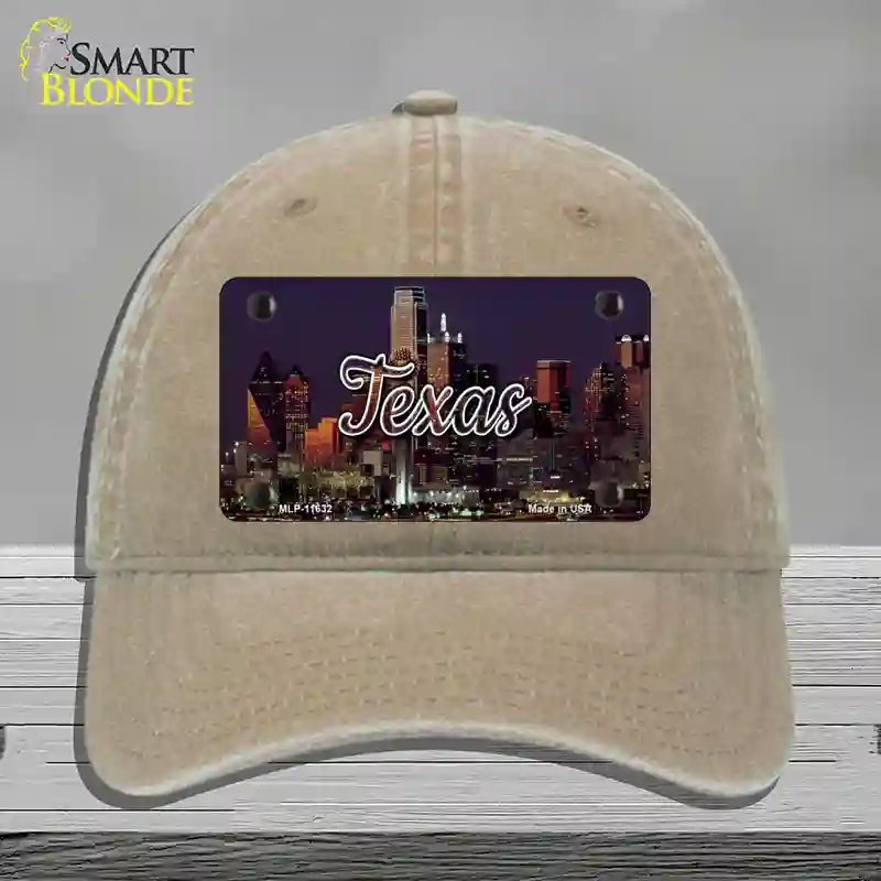 HAT09-MLP-11632 Texas City Lights Novelty License Plate Hat, Unconstructed Cotton - Khaki