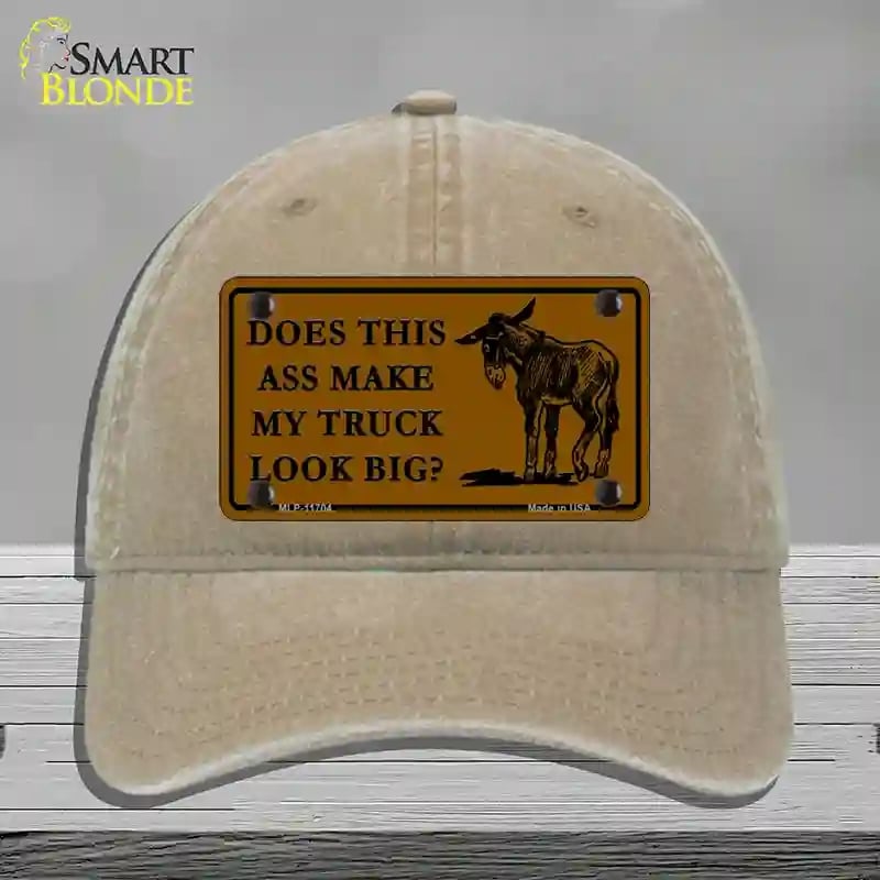 HAT09-MLP-11704 Does This Ass Novelty License Plate Hat, Unconstructed Cotton - Khaki