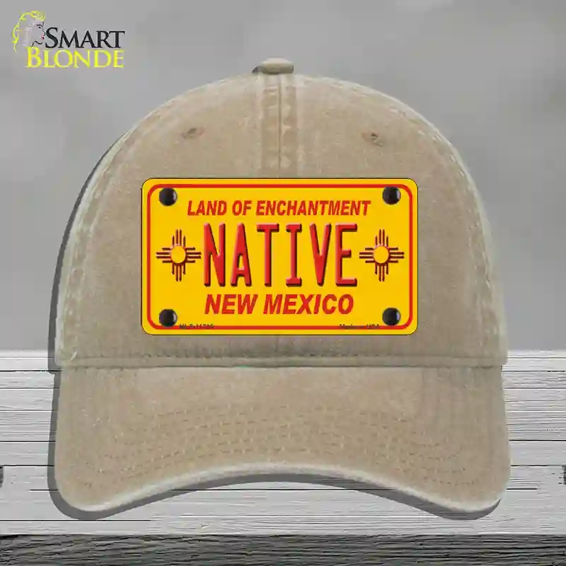 HAT09-MLP-11735 Native   Mexico Yellow State Novelty License Plate Hat, Unconstructed Cotton - Khaki