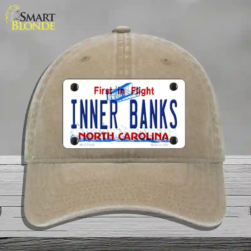 HAT09-MLP-11820 Inner Banks North Carolina Novelty License Plate Hat, Unconstructed Cotton - Khaki