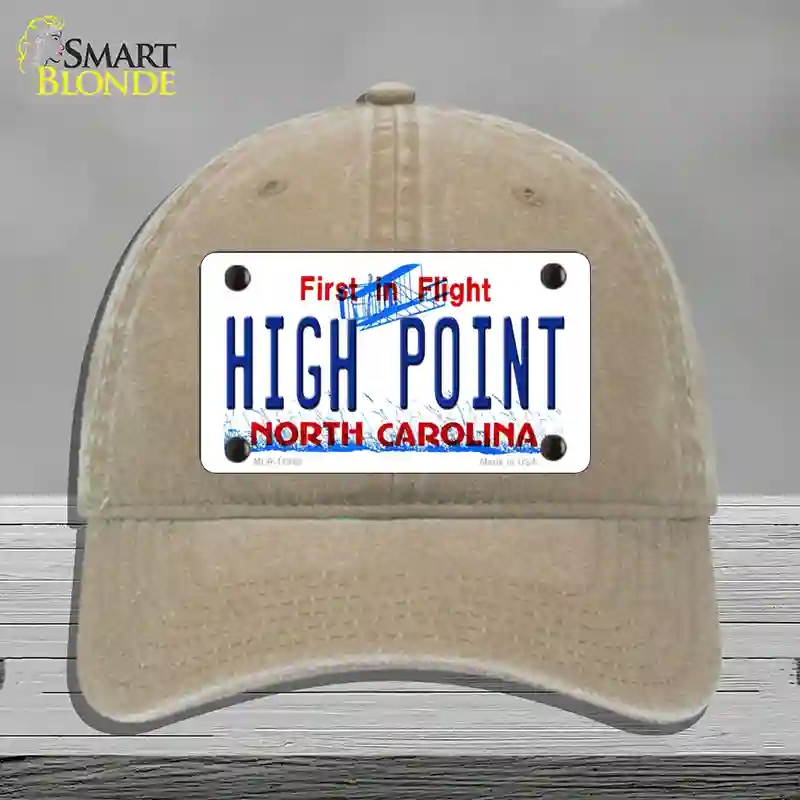 HAT09-MLP-11848 High Point North Carolina Novelty License Plate Hat, Unconstructed Cotton - Khaki