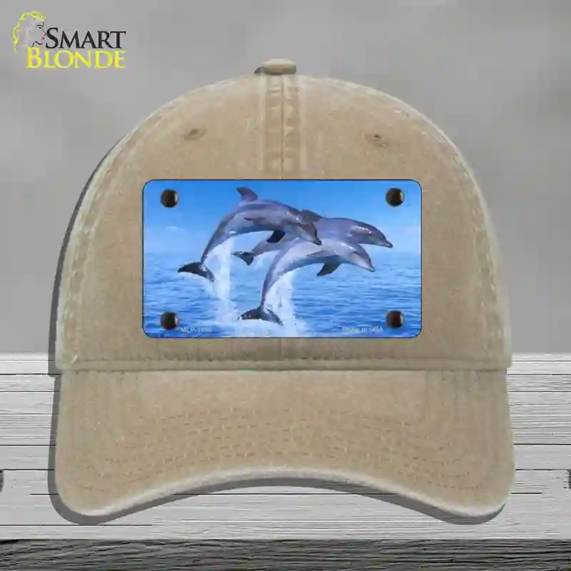 HAT09-MLP-1186 Dolphins Novelty License Plate Hat, Unconstructed Cotton - Khaki
