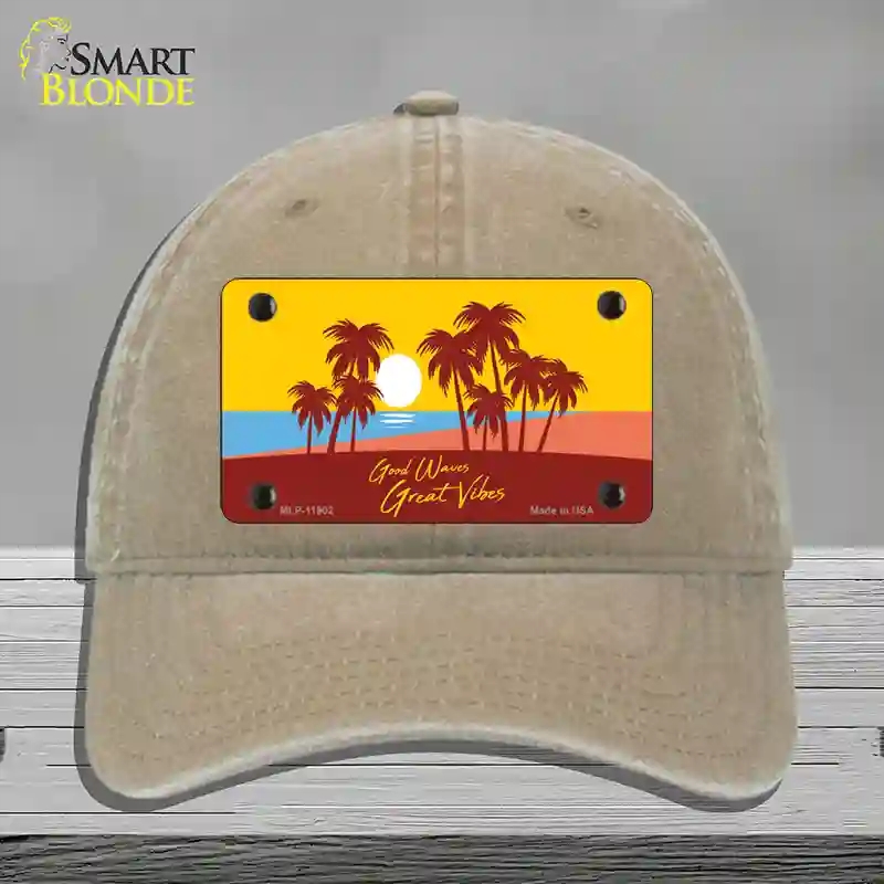 HAT09-MLP-11902 Good Waves Great Novelty License Plate Hat, Unconstructed Cotton - Khaki