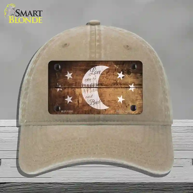 HAT09-MLP-11935 The Moon & Back Novelty License Plate Hat, Unconstructed Cotton - Khaki