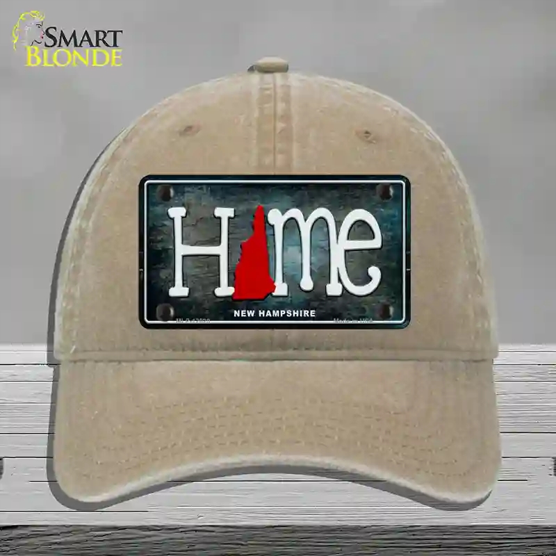 HAT09-MLP-12020   Hampshire Home State Outline Novelty License Plate Hat, Unconstructed Cotton - Khaki