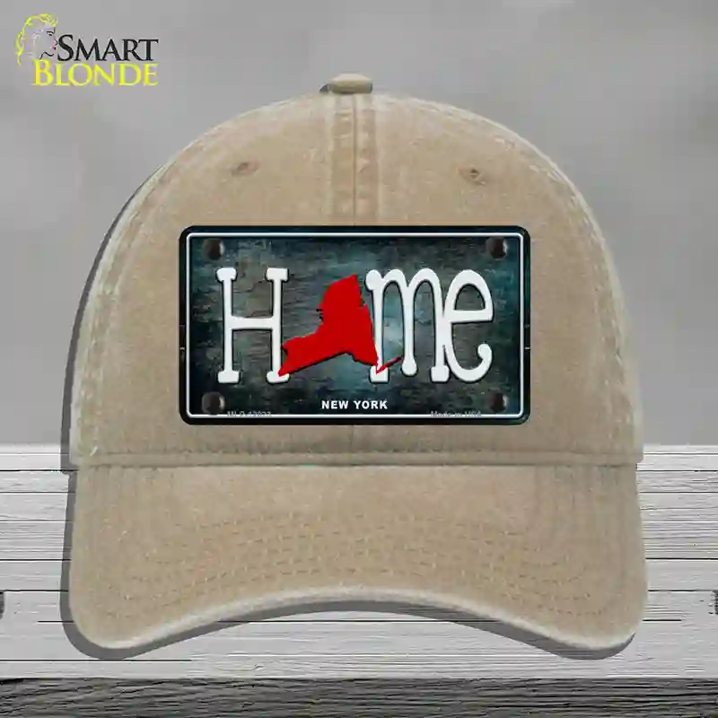 HAT09-MLP-12023   York Home State Outline Novelty License Plate Hat, Unconstructed Cotton - Khaki