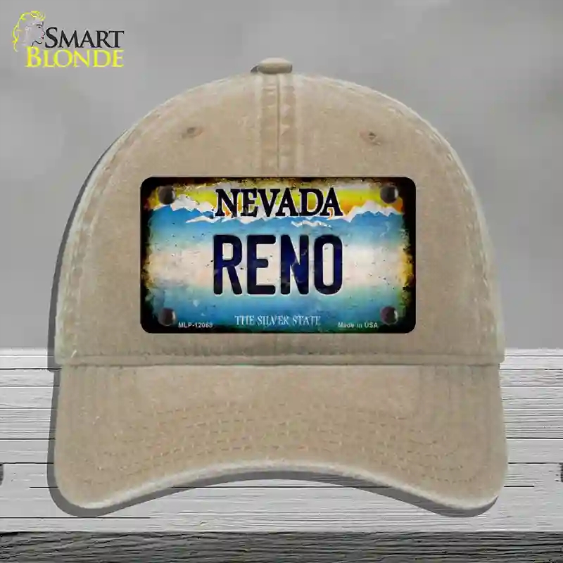 HAT09-MLP-12068 Nevada Reno Novelty License Plate Hat, Unconstructed Cotton - Khaki