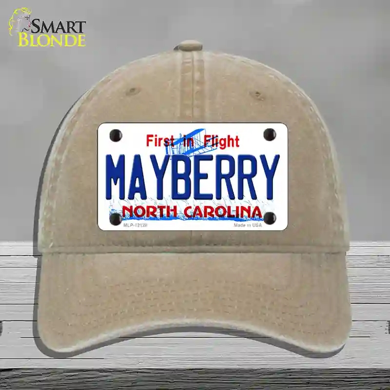 HAT09-MLP-12128 Mayberry North Carolina State Novelty License Plate Hat, Unconstructed Cotton - Khaki