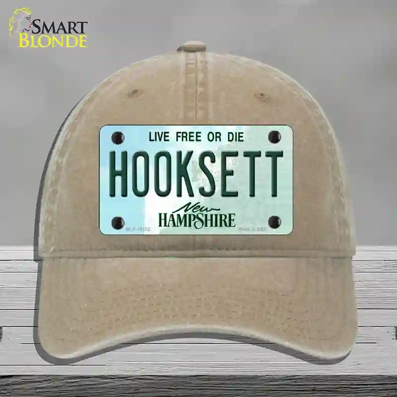 HAT09-MLP-12132 Hooksett   Hampshire Novelty License Plate Hat, Unconstructed Cotton - Khaki