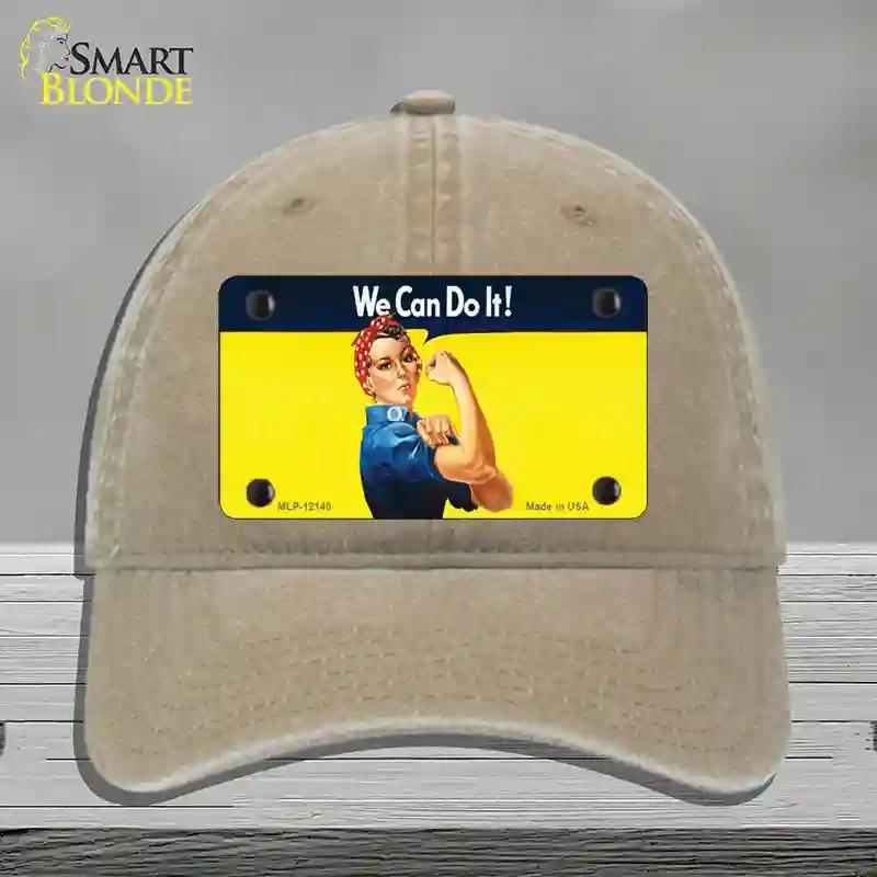 HAT09-MLP-12140 We Can Do It Novelty License Plate Hat, Unconstructed Cotton - Khaki