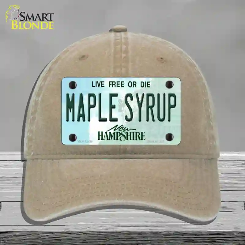 HAT09-MLP-12165 Maple Syrup   Hampshire Novelty License Plate Hat, Unconstructed Cotton - Khaki