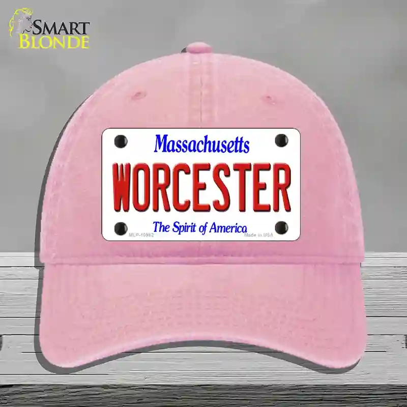HAT12-MLP-10982 Worcester Massachusetts Novelty License Plate Hat, Unconstructed Cotton - Pink