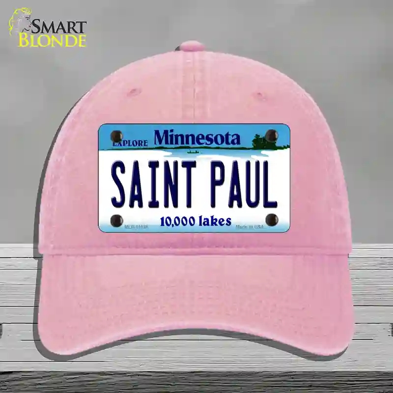 HAT12-MLP-11038 Saint Paul Minnesota State Novelty License Plate Hat, Unconstructed Cotton - Pink