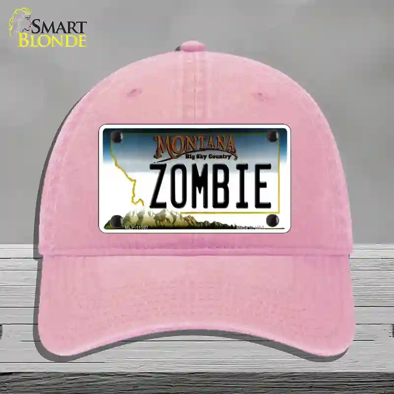 HAT12-MLP-11107 Zombie Montana State Novelty License Plate Hat, Unconstructed Cotton - Pink