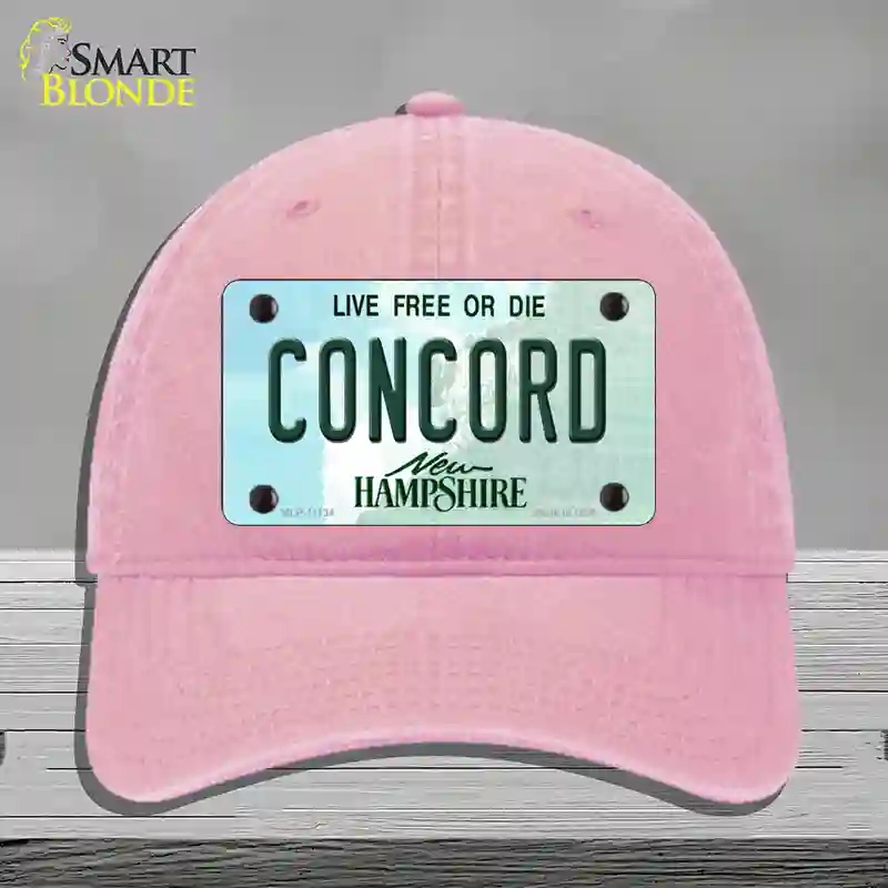 HAT12-MLP-11134 Concord   Hampshire State Novelty License Plate Hat, Unconstructed Cotton - Pink