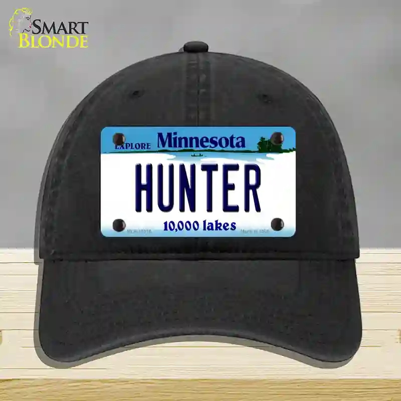 HAT07-MLP-11076 Hunter Minnesota State Novelty License Plate Hat, Unconstructed Cotton - Black