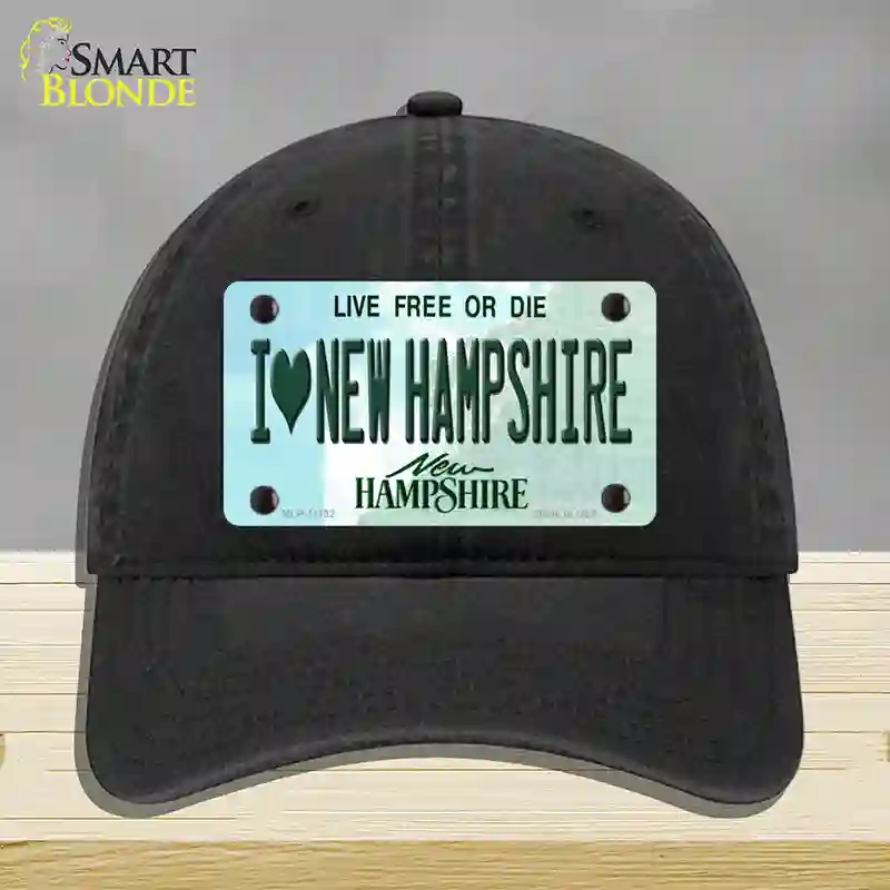 HAT07-MLP-11132 I Love   Hampshire State Novelty License Plate Hat, Unconstructed Cotton - Black