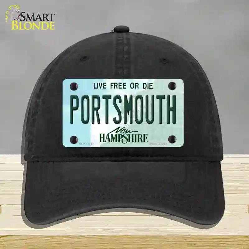 HAT07-MLP-11137 Portsmouth   Hampshire State Novelty License Plate Hat, Unconstructed Cotton - Black