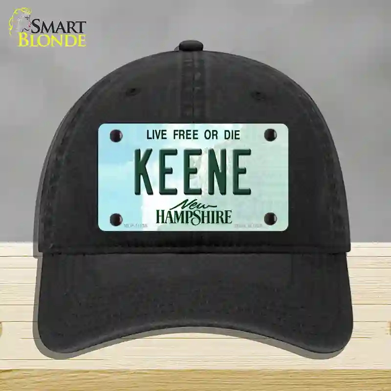 HAT07-MLP-11138 Keene   Hampshire State Novelty License Plate Hat, Unconstructed Cotton - Black