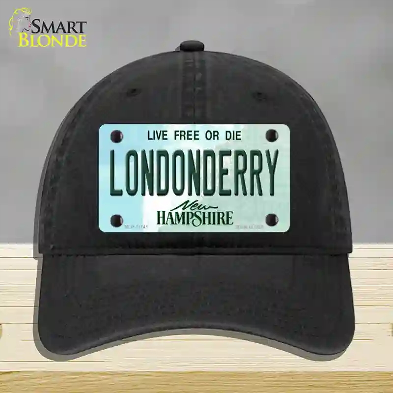 HAT07-MLP-11141 Londonderry   Hampshire State Novelty License Plate Hat, Unconstructed Cotton - Black
