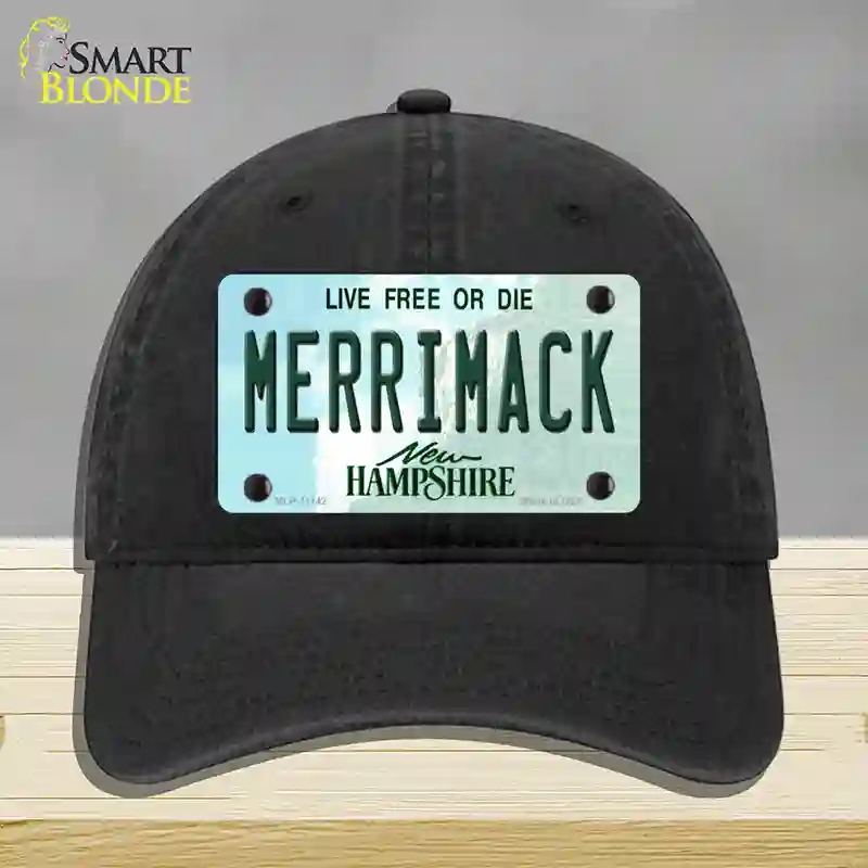 HAT07-MLP-11142 Merrimack   Hampshire State Novelty License Plate Hat, Unconstructed Cotton - Black