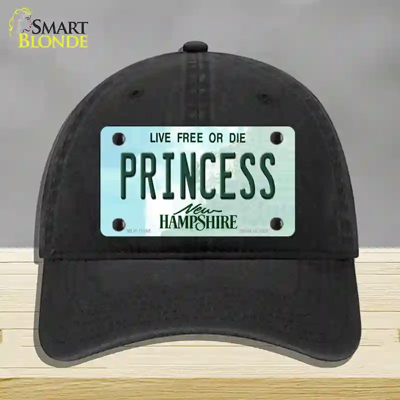 HAT07-MLP-11165 Princess   Hampshire State Novelty License Plate Hat, Unconstructed Cotton - Black