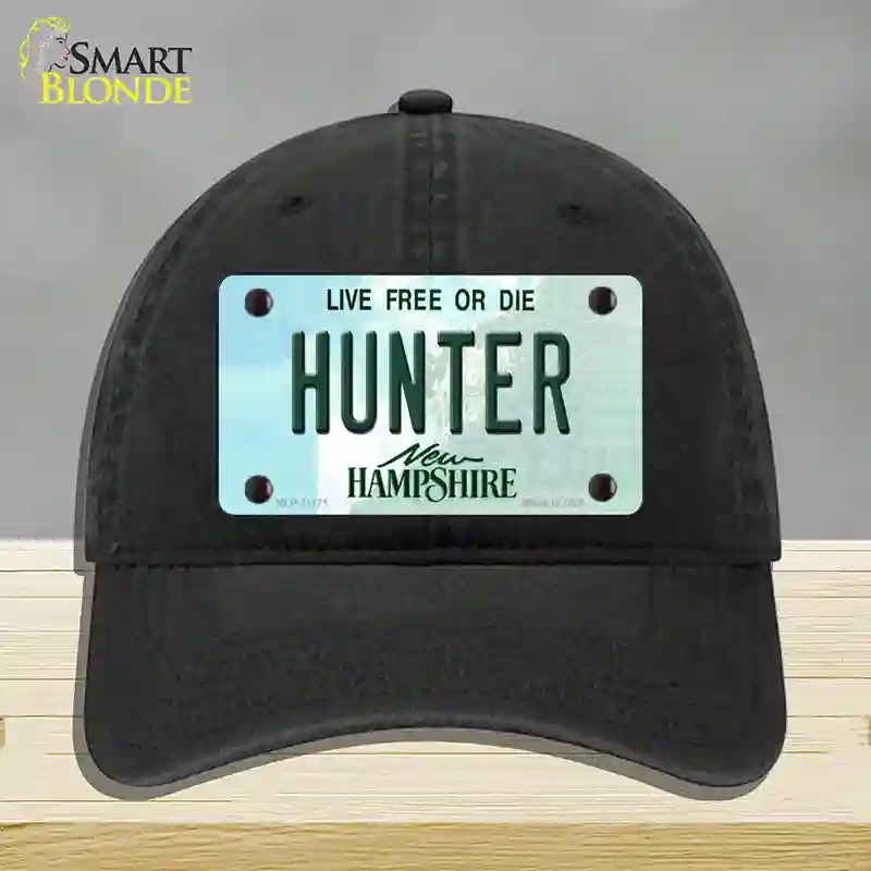 HAT07-MLP-11171 Hunter   Hampshire State Novelty License Plate Hat, Unconstructed Cotton - Black