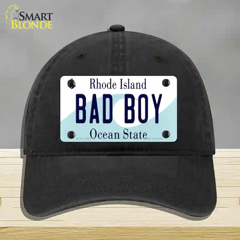 HAT07-MLP-11219 Bad Boy Rhode Island State Novelty License Plate Hat, Unconstructed Cotton - Black