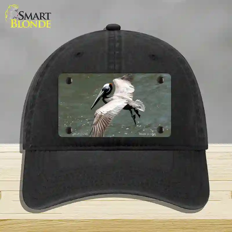 HAT07-MLP-11239 Pelican in Flight Novelty License Plate Hat, Unconstructed Cotton - Black