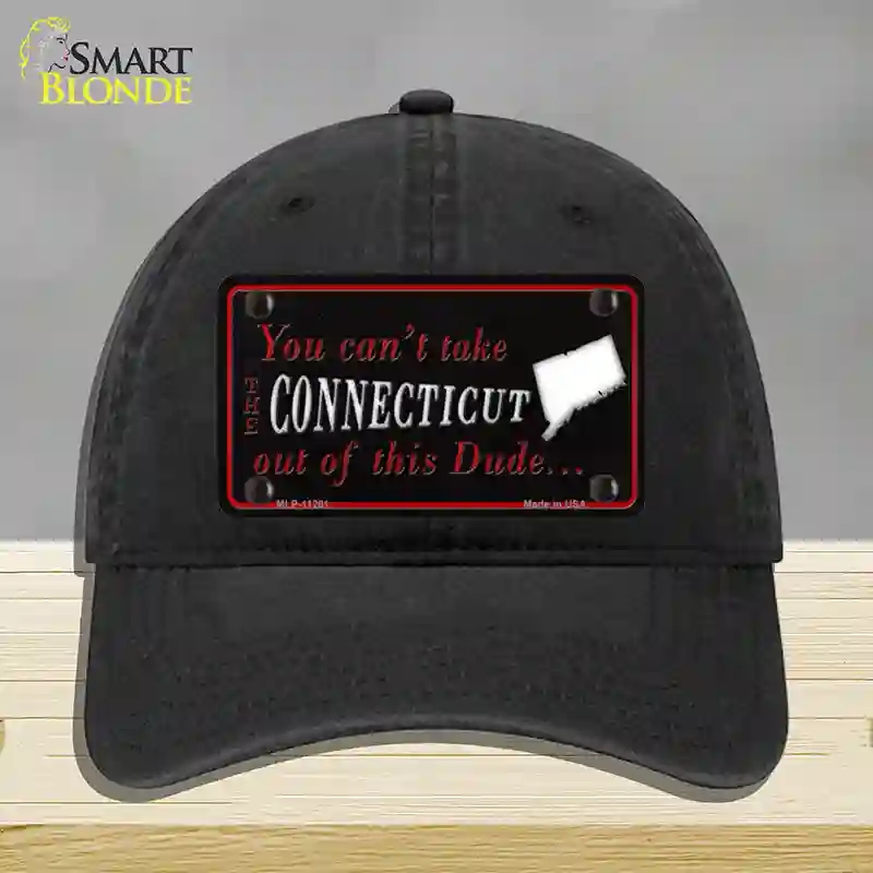 HAT07-MLP-11261 Connecticut Dude Novelty License Plate Hat, Unconstructed Cotton - Black