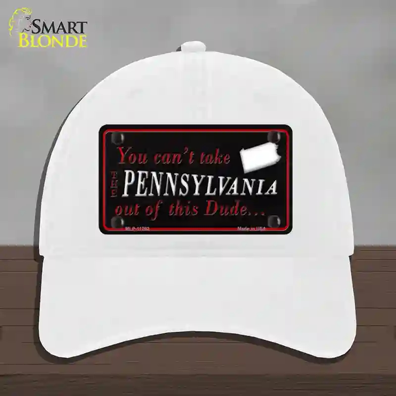 HAT14-MLP-11292 Pennsylvania Dude Novelty License Plate Hat, Unconstructed Cotton - White