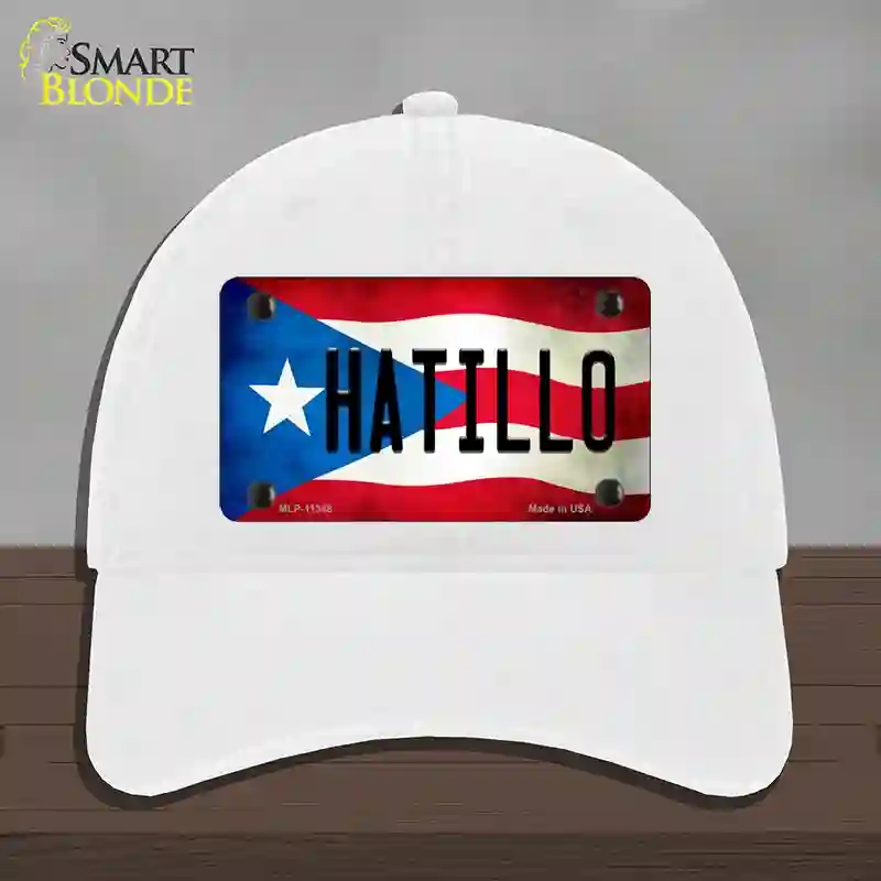 HAT14-MLP-11348 Hatillo Puerto Rico Flag Novelty License Plate Hat, Unconstructed Cotton - White