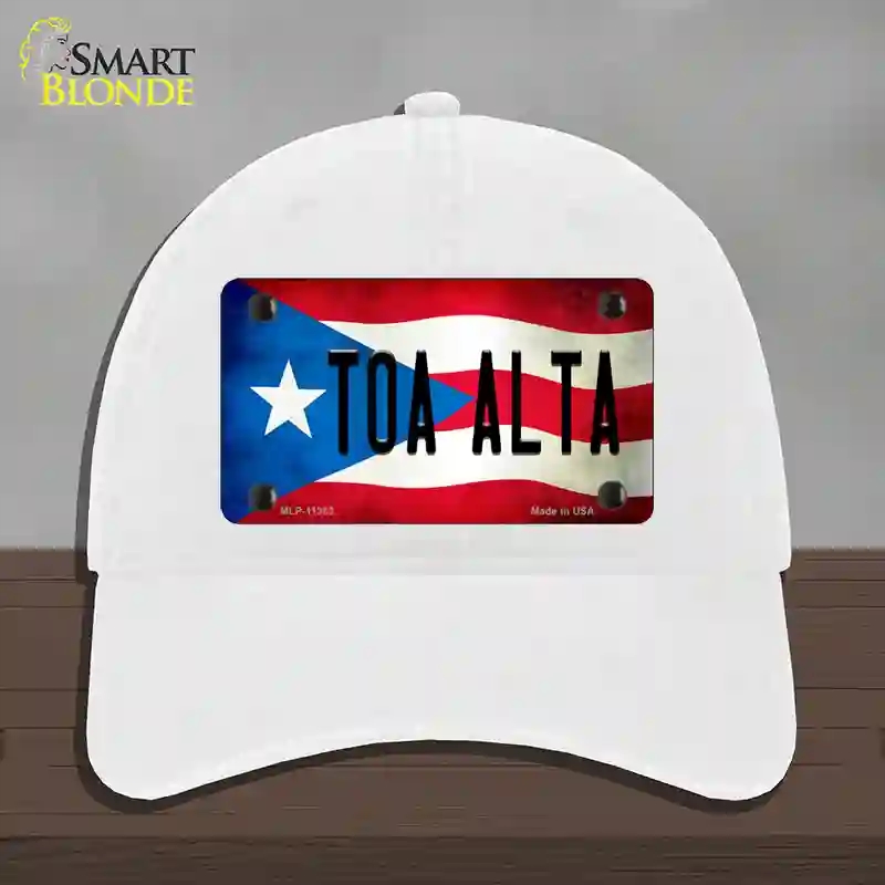 HAT14-MLP-11383 Toa Alta Puerto Rico Flag Novelty License Plate Hat, Unconstructed Cotton - White
