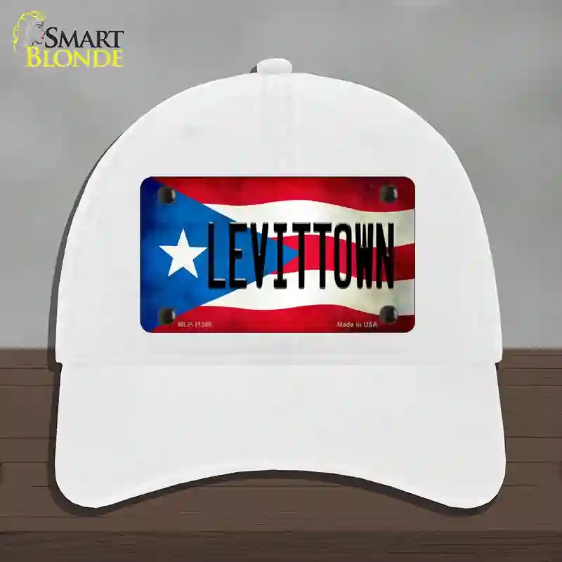 HAT14-MLP-11398 Levittown Puerto Rico Flag Novelty License Plate Hat, Unconstructed Cotton - White
