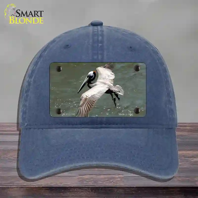HAT11-MLP-11239 Pelican in Flight Novelty License Plate Hat, Unconstructed Cotton - Navy