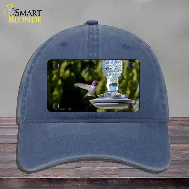 HAT11-MLP-11244 Hummingbird At Feeder Novelty License Plate Hat, Unconstructed Cotton - Navy