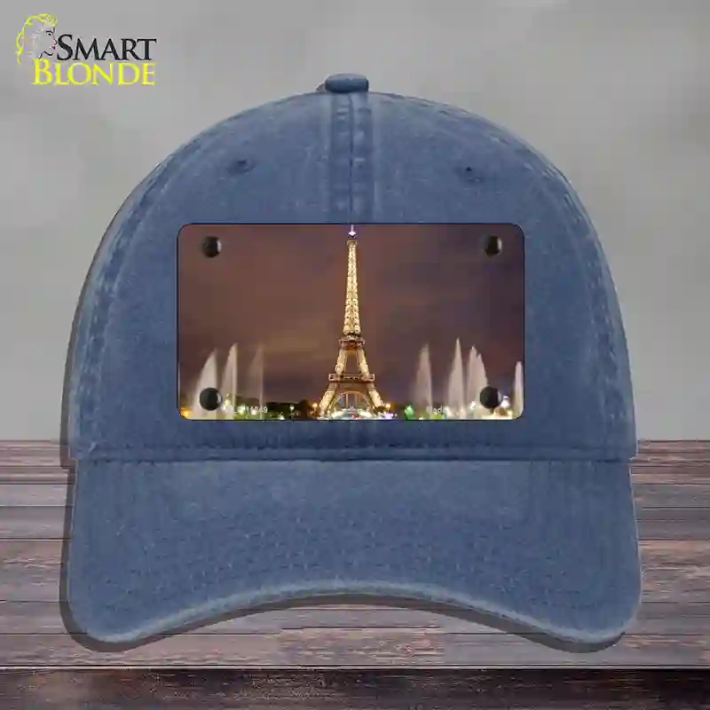 HAT11-MLP-11249 Eiffel Tower Night with Fountain Novelty License Plate Hat, Unconstructed Cotton - Navy
