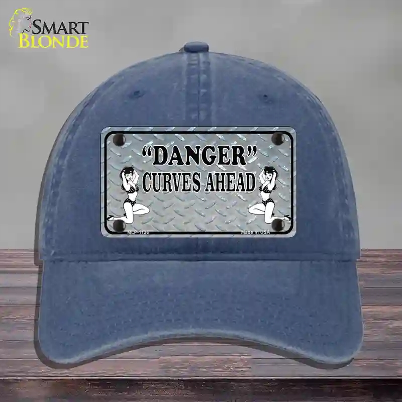 HAT11-MLP-1126 Danger Curves Ahead Novelty License Plate Hat, Unconstructed Cotton - Navy